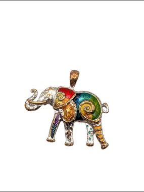 Multicolor Enamel Elephant Pendant Necklace - Women's Jewelry